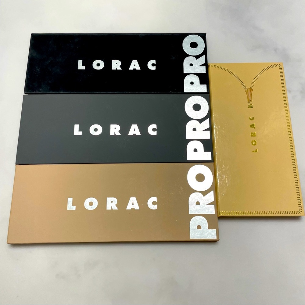 Lorac Eyeshadow Palette Lot (Pro 1 Original, Pro 2, Pro 3, and Unzipped)